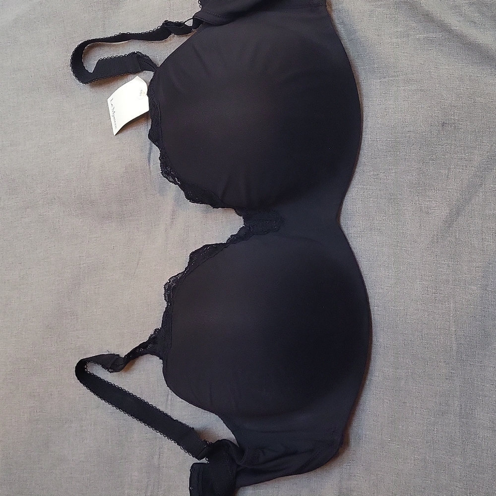 La Mystere Lace Tisha Black Bra 44H NWT